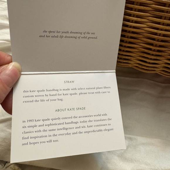 Kate Spade Wicker Picnic Basket Bag NWT Pink Leather Trim Floral Lining - Picture 9 of 9